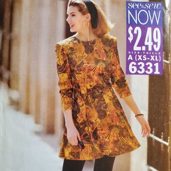 Vintage 90s Butterick Pattern 6331 Uncut Top Semi Fit Flare Princess Seams XS-XL - Picture 1 of 4